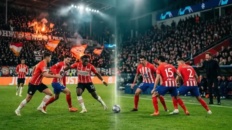 Match de Ligue des Champions entre psv eindhoven atlético madrid au Philips Stadion.